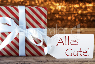 Atmospheric Christmas Gift With Label, Alles Gute Means Best Wis