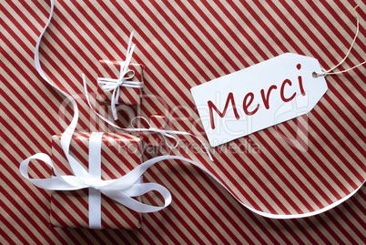 Two Gifts With Label, Merci Means Thank You