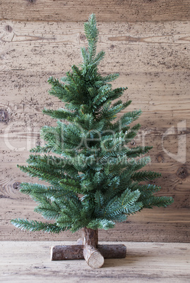 Vertical Christmas Tree, Aged Wooden Background