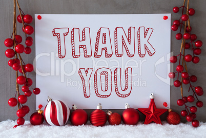 Label, Snow, Christmas Balls, Text Thank You