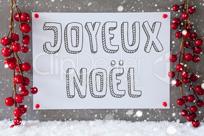 Label, Snowflakes, Decoration, Joyeux Noel Means Merry Christmas