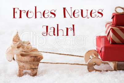 Reindeer With Sled On Snow, Neues Jahr Means New Year