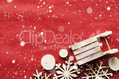 Christmas Decoration Like Sled On Wrapping Paper, Snowflakes, Copy Space