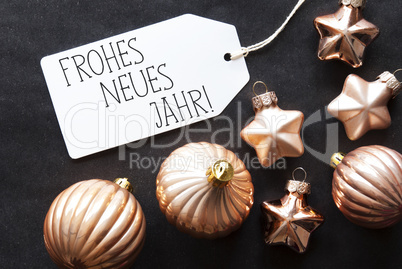 Bronze Christmas Tree Balls, Frohes Neues Means Happy New Year