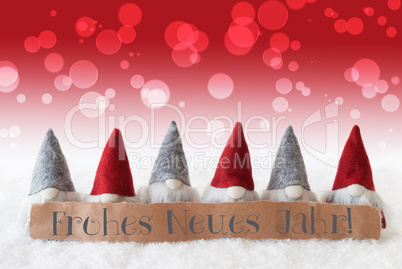 Gnomes, Red Bokeh, Frohes Neues Jahr Means Happy New Year