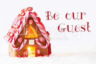 Gingerbread House, White Background, Text Be Our Guest