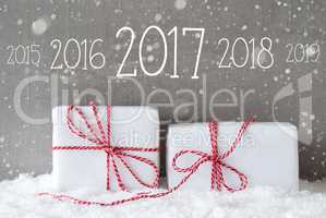 Two Gifts With Snowflakes, Text 2017