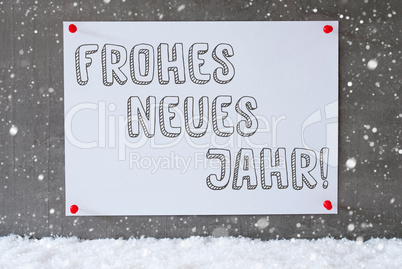 Label On Cement Wall, Snowflakes, Neues Jahr Means New Year