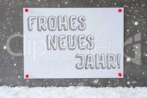 Label On Cement Wall, Snowflakes, Neues Jahr Means New Year