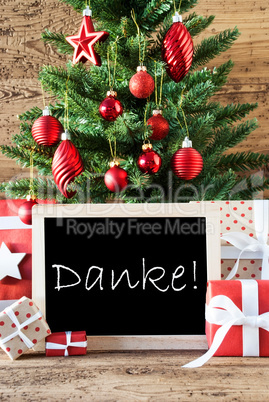 Colorful Christmas Tree With Text Danke Means Thank You