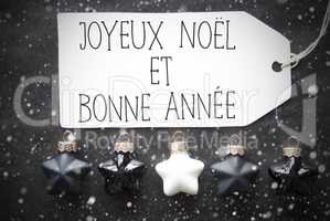 Black Christmas Balls, Snowflakes, Bonne Annee Means Happy New Year