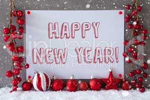 Label, Snowflakes, Christmas Balls, Text Happy New Year