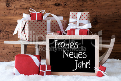 Sleigh With Gifts On Snow, Neues Jahr Means New Year