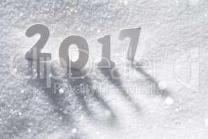 Text 2017 With White Letters In Snow, Snowflakes