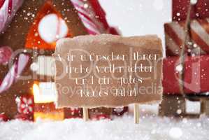 Gingerbread House, Sled, Snowflakes, Gutes Neues Jahr Means New Year
