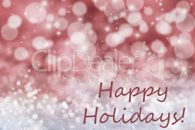 Red Bokeh Christmas Background, Snow, Text Happy Holidays