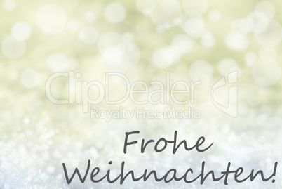 Golden Bokeh Background, Snow, Frohe Weihnachten Means Merry Christmas