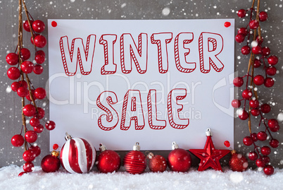 Label, Snowflakes, Christmas Balls, Text Winter Sale