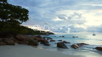 Time lapse of dramatic coastline at Anse Lazio, Seychelles