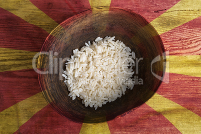 Poverty concept, bowl of rice with Macedonia flag