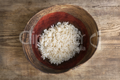 Poverty concept, bowl of rice with Japanese flag