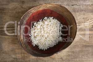 Poverty concept, bowl of rice with Japanese flag