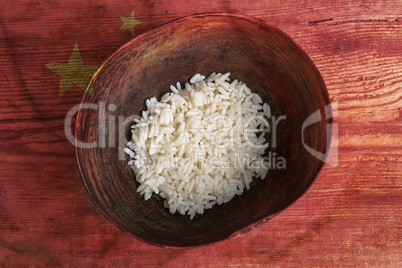 Poverty concept, bowl of rice with Chinese flag