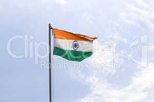 National flag of India on a flagpole