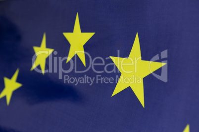 Closeup textile flag of European Union