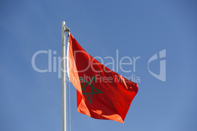 National flag of Morocco on a flagpole