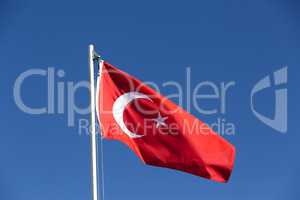 National flag of Turkey on a flagpole