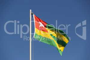 National flag of Togo on a flagpole