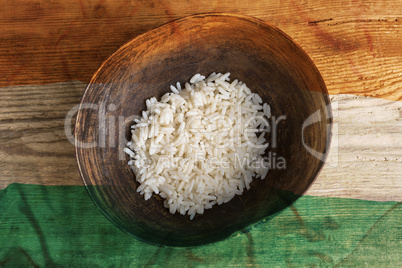 Poverty concept, bowl of rice with Indian flag
