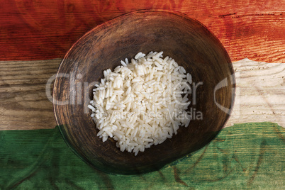 Poverty concept, bowl of rice with Hungary flag