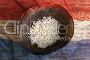 Poverty concept, bowl of rice with Croatia flag