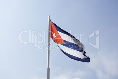National flag of Cuba on a flagpole