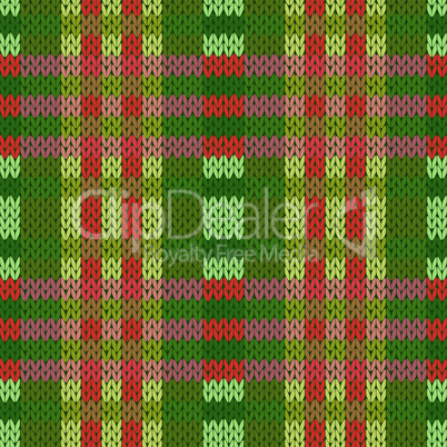 Seamless knitted pattern in green and red colors