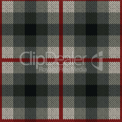 Seamless pattern as a knitted fabric in red and grey colors