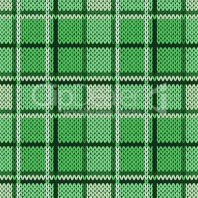 Knitting seamless pattern in cool green hues