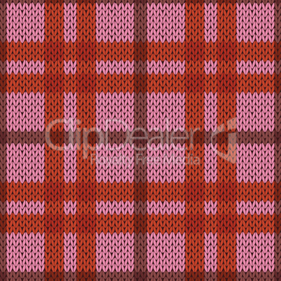 Knitting seamless pattern in pink and orange hues