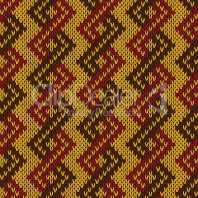 Knitting seamless zigzag pattern in muted warm colors