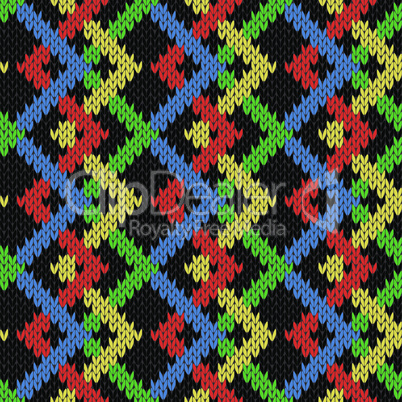 Seamless zigzag knitting blanket in bright colors