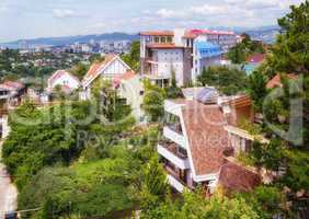 Panoramic view of the resort town .