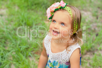 Portrait of a young girl on the nature