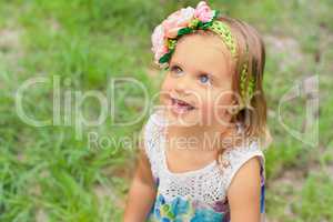 Portrait of a young girl on the nature