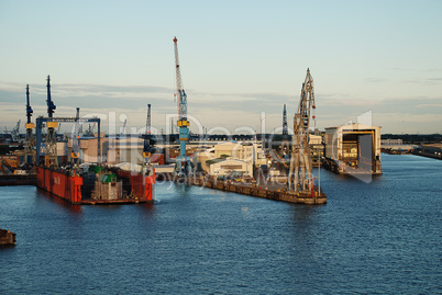 Harbor scene in Hamburg, Germany