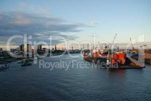 Harbor scene in Hamburg, Germany