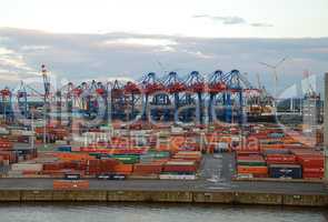 Harbor scene in Hamburg, Germany