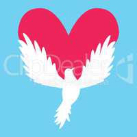 Dove Icon with Heart Shape. Logo peace love template vector