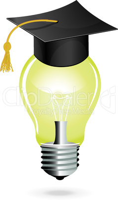 Idea and education concept icon light bulb vector student hat
